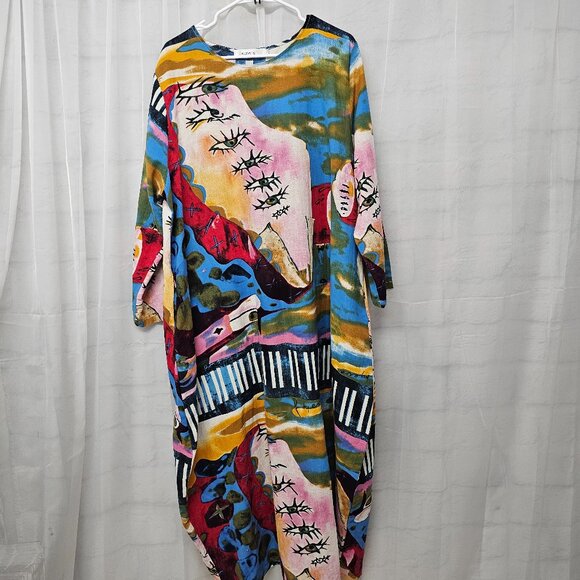 Audate Dress Maxi Artsy Avant Garde Evil Eye Shift Festival 3XL - Picture 7 of 11